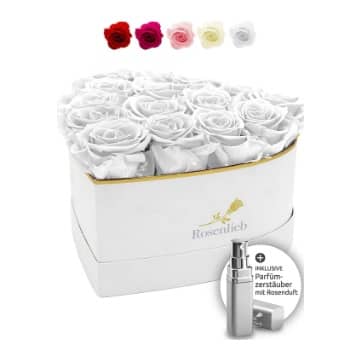 caja corazon con rosas preservadas blancas comprar