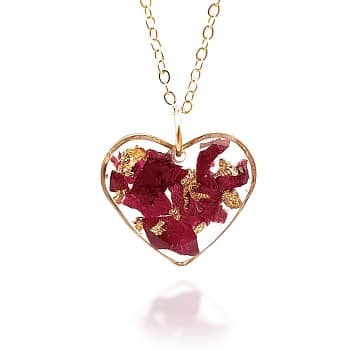 collar corazon rosa eterna rosa