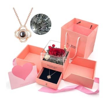 caja sorpresa regalo rosa eternidad