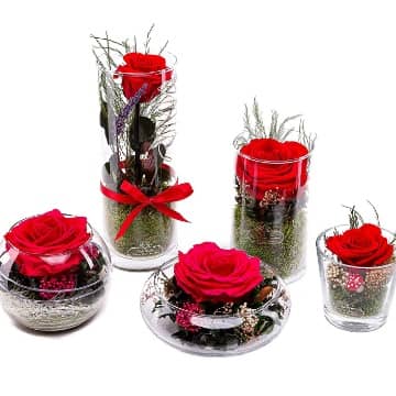 rosas preservadas con tallo jarron cristal comprar